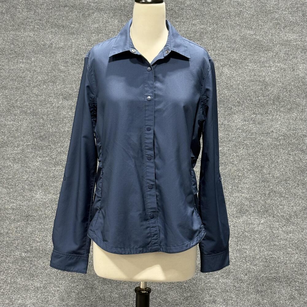 Duluth Trading Co Shirt Womens Large Blue Vented Back CoolPlus Mesh Fishing